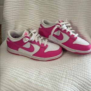 Nike Vibrant Pink and White Dunk Low